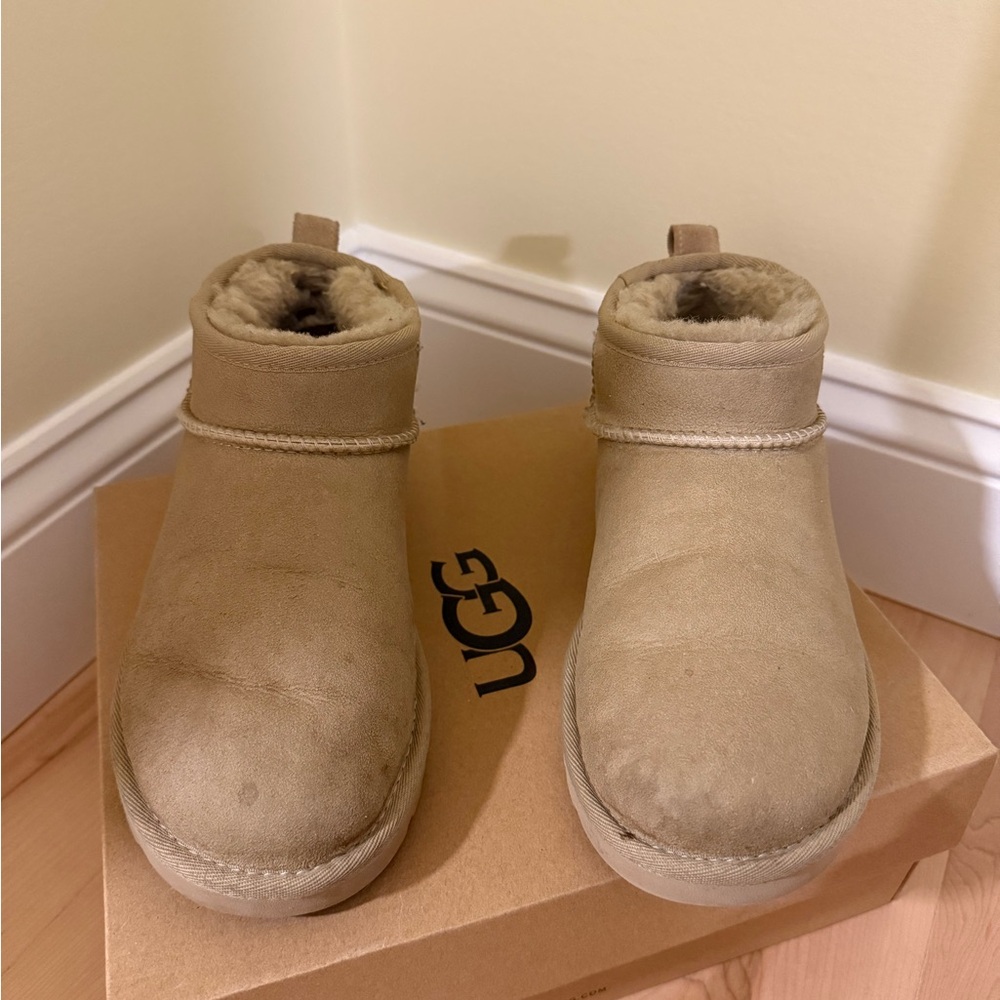 UGG Classic Ultra Mini Tan Sheepskin Boots